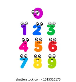 number education funny colorful cartoon for children.