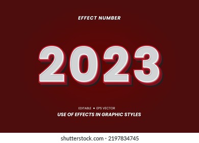 Number Effect, 2023 with 3D Letters. Easy to use Effects in Graphic Styles Display, Suitable for Promotional Purposes.