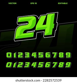 Number effect design with racing theme