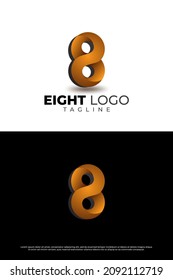 Número ocho elemento de plantilla de vector de logotipo de diseño 3d