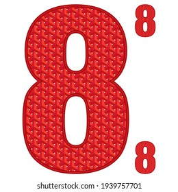 Number Eight With 3D Pattern Vector Illustration. Number 8 Isolated On White Background
