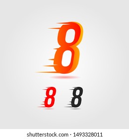 Number eight (8) fast logo. Speed design concept. Element for poster, banner, cards, t-shirt. Colorful vector
