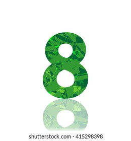 Number eight, 8, green abstract design, numbers template elements, vector illustration