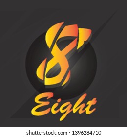 Number Eight, 8 isolated on red background with shadow.Vector illustration,Template for your design, website, brochure, cover, business annual report