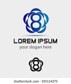 Number eight 8 logo icon template elements
