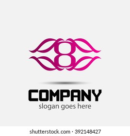 Number eight 8 logo icon template elements
