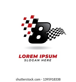 Number eight 8 racing icon symbol design. racing number logo designs