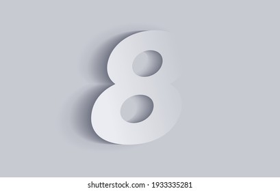 Number eight, 8 with shadow. Cut out paper isolated on background. Vector illustration EPS 10.