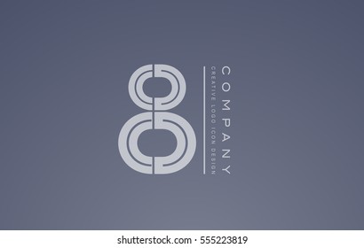 Number eight 8 transparent white blue vector logo icon sign design template 