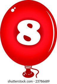 number eight in balloon