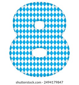 Number Eight With Bavarian Oktoberfest Seamless Pattern Vector Illustration. Number 8 Isolated On A White Background
