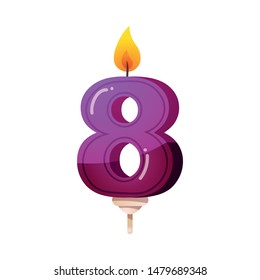 Number Eight Birthday Party Anniversary Candle Stock Vector (Royalty ...