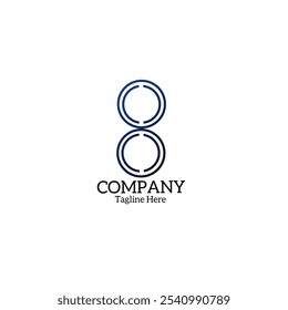 Number eight blue logo design templates