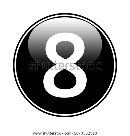 Number eight button on white background. Vector illustration.