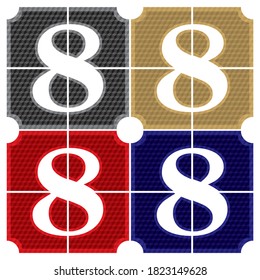 Number Eight Button Vector Illustration. Number Eight With Cube Pattern. Fragmented Number Eight
