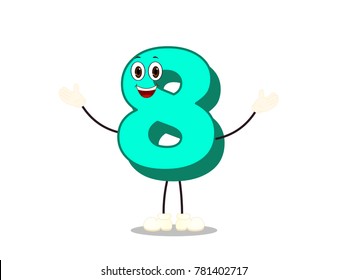 Number Eight - Cartoon Vector Image