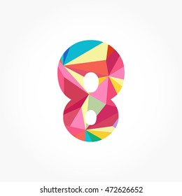 number eight in colorful moshaict look