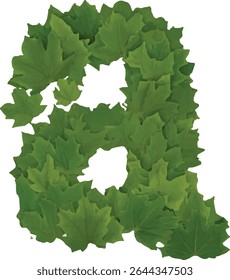 The number eight is depicted using a collection of green leaves, creating a visually appealing and natural representation of the digit.