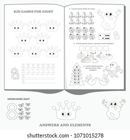 Number Eight. Dot to dot educational game for kids.