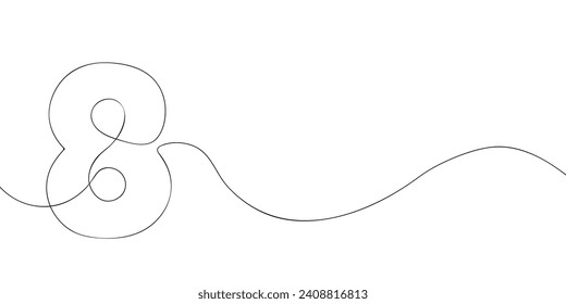 A number eight drawing in one line. Number eight vector icon.