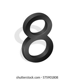 Number eight, eighth, isometric mathematical figure, symbol font in 3d on a white background. Vector Illustration geometrical figure with character to your projects.