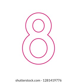 number eight flat line icon on white background for international womens day banners, posters, invitations, cards. vector illustration easy to edit and customize. eps 10