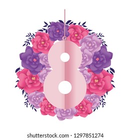 number eight with flowers