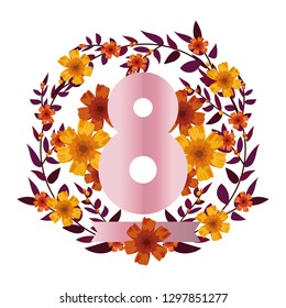 number eight with flowers