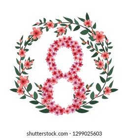 number eight with flowers