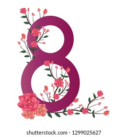 number eight with flowers