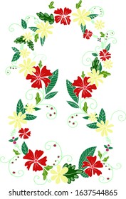 Number eight in the form of colorful flowers. Happy 8 March Day typography poster. Vector