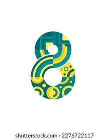 Número ocho icono con estilo geométrico abstracto