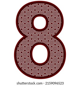 Number Eight With Islamic Pattern Vector Illustration. Number 8 With Arabic Pattern Isolated On A White Background

