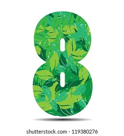 number eight in leaves vector illustration