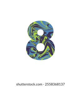 Number eight With Liquid Marble Texture Vector Illustration. Number 8 Isolated On A White Background