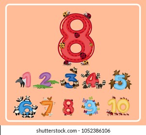 Number eight with little bugs