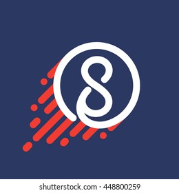 Number eight logo in circle with speed line. Colorful vector sport design for banner, presentation, web page, card, labels or posters.