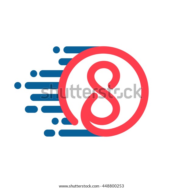 Number eight logo in circle with speed line.\
Colorful vector design for banner, presentation, web page, card,\
labels or posters.