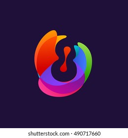 Number eight logo at colorful multicolor splash background. 8 icon. Negative space design. Vector elements for posters, t-shirts and cards.