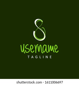 number eight logo design inspiration . organic eight logo design . eco infinity icon template 