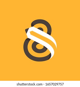 Number eight logo formed by pencil. Vector typeface for art identity, school headlines, education posters etc.