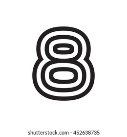 Number eight logo formed by parallel lines. Vector design for banner, presentation, web page, card, labels or posters.