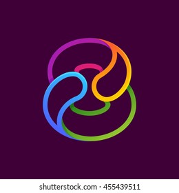 Number eight logo formed by colorful neon line. Font style, vector design template elements for your application or corporate identity.