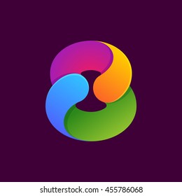 Number eight logo formed by colorful line. Font style, vector design template elements for your application or corporate identity.
