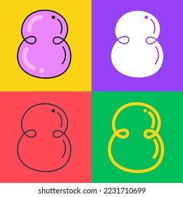 Number eight logo. Funny bold childish style font. Overlapping line with multicolor background. Ideal for colorful applications, street art, bright advertising, toy packaging, multimedia identity.