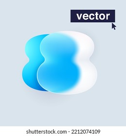 Number eight logo in Glass morphism style. Vector blurry translucent icon on white background. Frosted transparent blue and white emblem. Perfect for app, modern design, vibrant advertising.