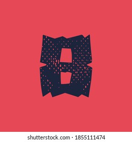 Number eight logo in horror style with grunge texture. Vector font template for your scary corporate identity, circus emblem, halloween posters, western style design, and etc. 