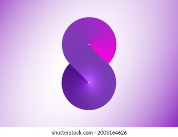 Number eight logo, Logotype 8 design. Creative colorful infinity vector template isolated on light pink background 