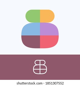 Number eight logo made of block pattern with pretty dim colors. Vector template perfect to use in a cute corporate identity, greeting packaging, wedding posters, clothes design, and others.  svg