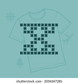 Number eight logo is made of thick round knits. Flat style lettering with a set of bonus icons. Perfect for the 2022 New Year, Ugly Sweater Party, Christmas souvenirs design like a T-shirt.